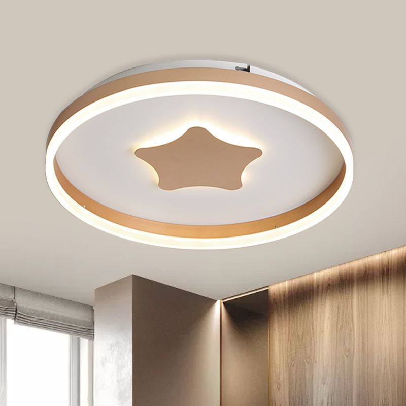 Acryl Star Flushmount Lighting Minimalist LED White Flush Lamp in White/Warm Light for Bedroom, 16 "/19.5" Dia