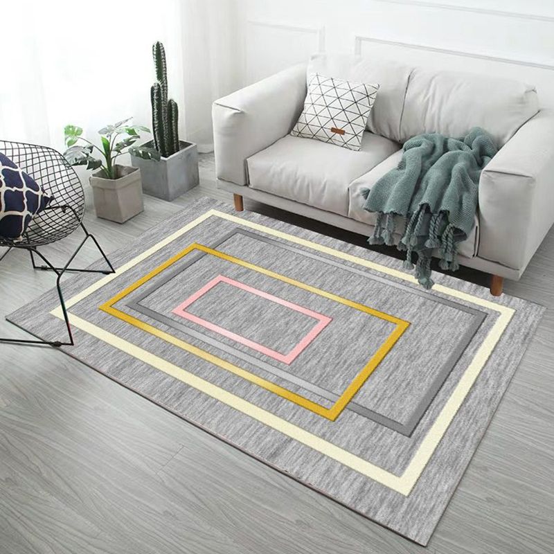 Creative Geometry Design Carpet Polyester Area Rug Stain Resistant Indoor Carpet for Living Room