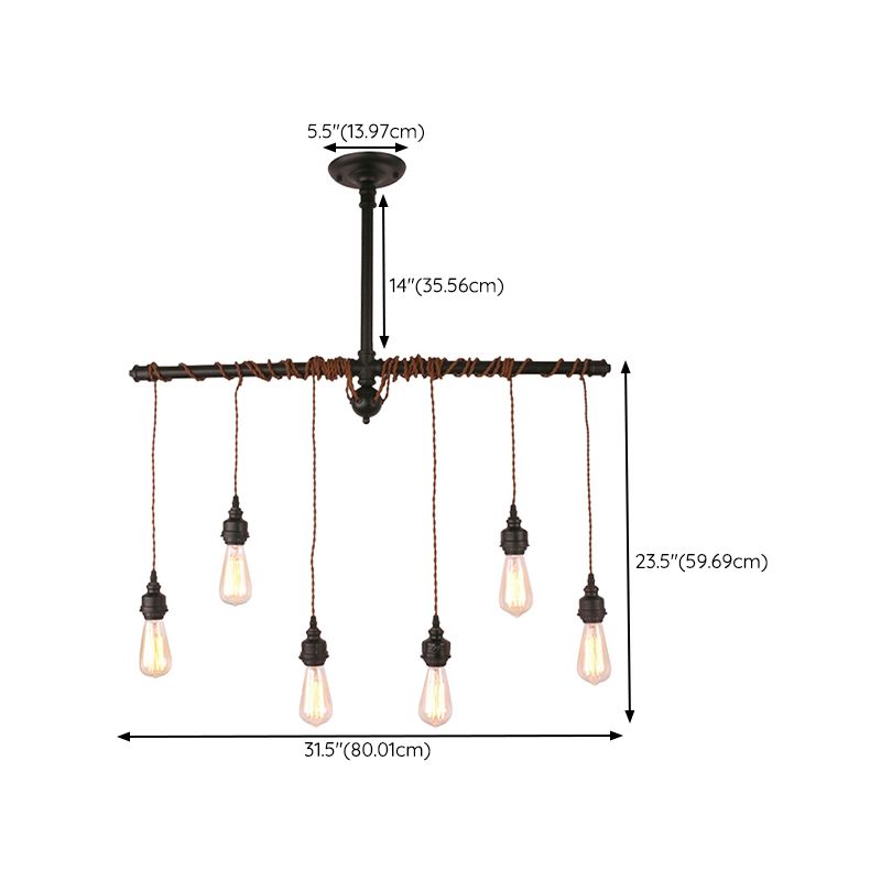 Peas Shape Pendant Light Modern Style Wood 6 Lights Island Lamps for Living Room
