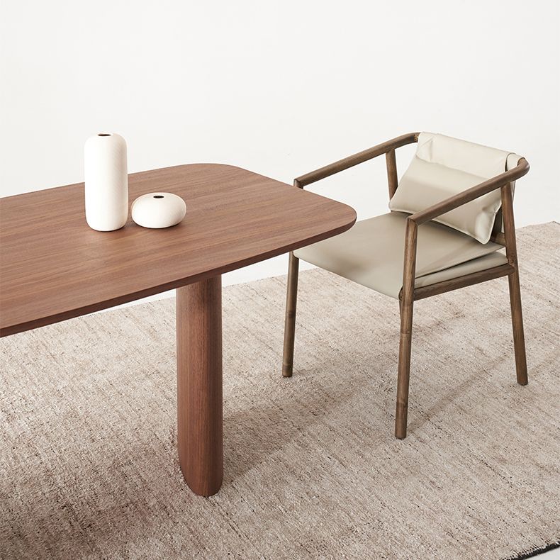 Rectangle Pine Wood Dining Table for Restaurant Modern Table with Double Pedestal Base