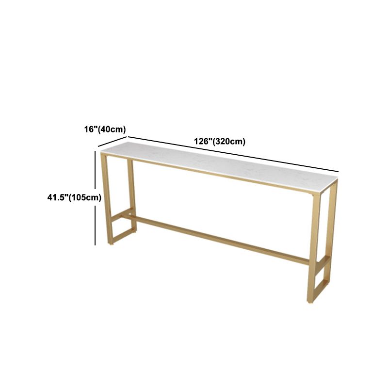 Glam Rectangle Bistro Bar Table Indoor White Stone Trestle Pub/Bar Table