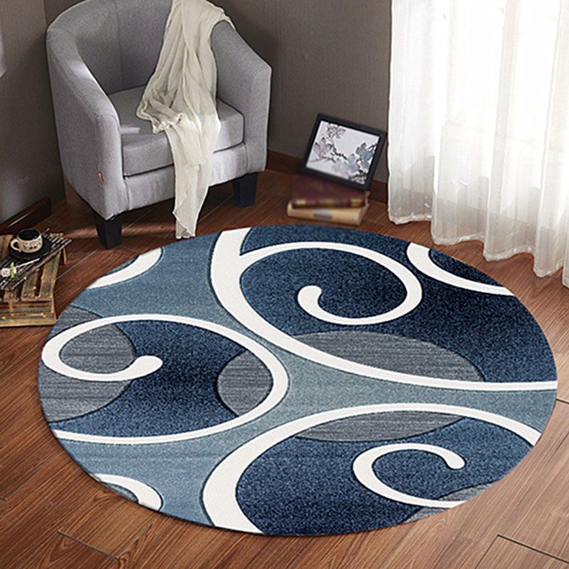 Round Multicolor Modern Area Rug Polyester Feather Carpet Anti-Slip Backing Rug for Home Decoration