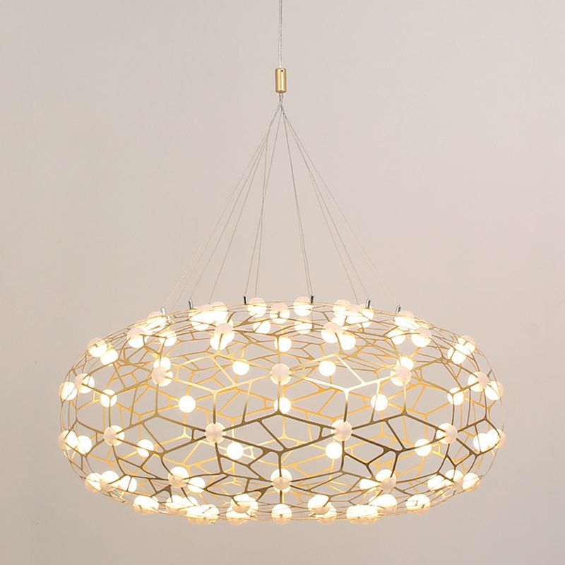 Modern Simplicity Oval Pendant Chandelier Metal Hanging Light Fixture for Coffee Shop