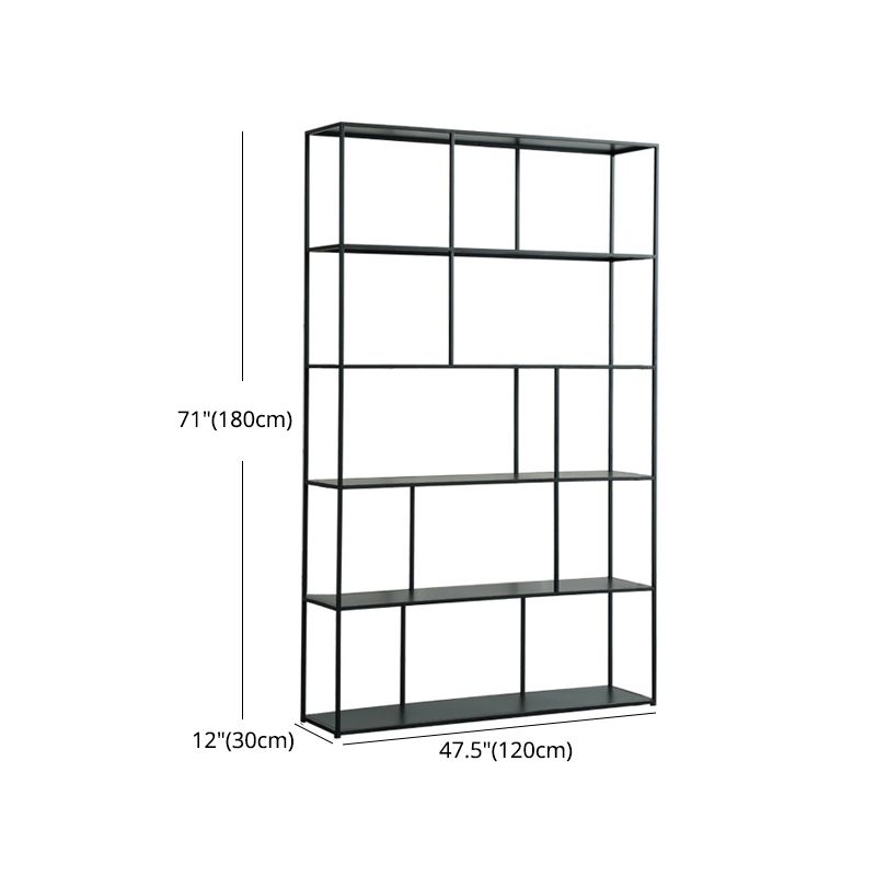 70.87"H Bookcase Black Open Back Modern Style Bookshelf for Home and Office