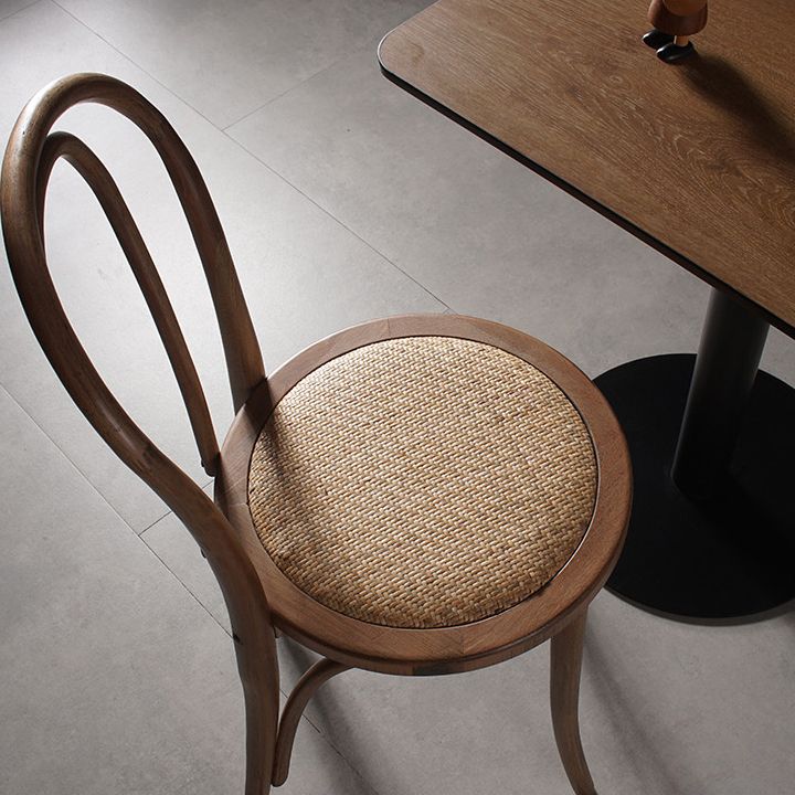 Silla de comedor de estilo tradicional, silla lateral de comedor con respaldo Windsor de cocina de madera de ratán