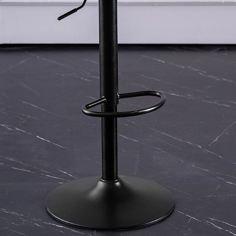 Contemporary Adjustable Height Footrest Barstool Matte Finish Upholstered Stool