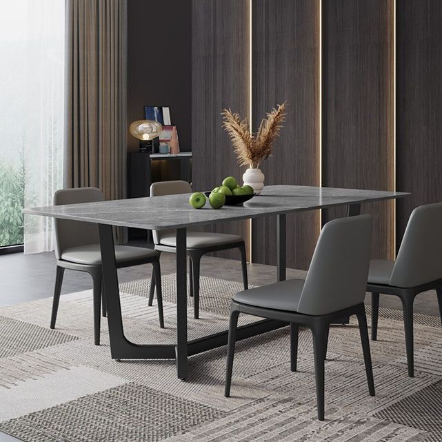Sintered Stone Dining Table Industrial Dining Room Table with Trestle Base