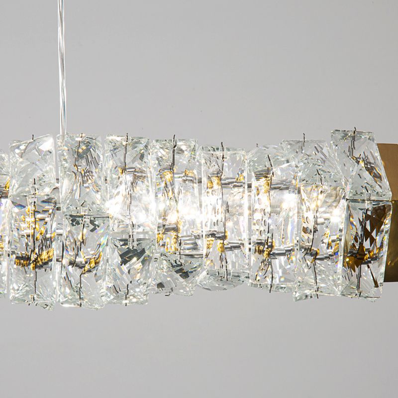 Single Modernism Golden Ceiling Light Crystal LED Kitchen Island Lighting
