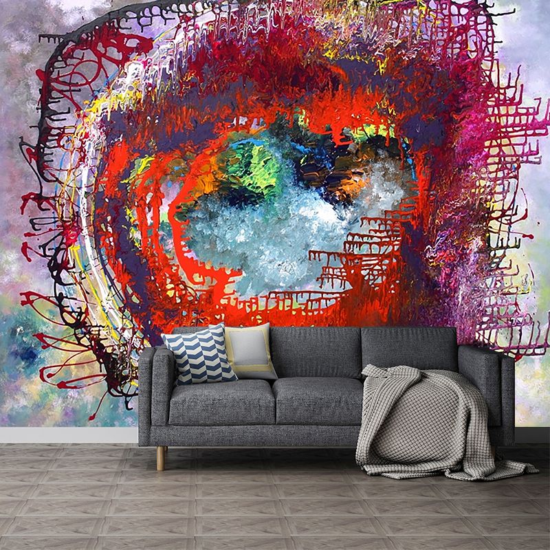 Modern Spray Paint Artwork Mural Purple-Red Stain Resistant Wall Decor for Bedroom