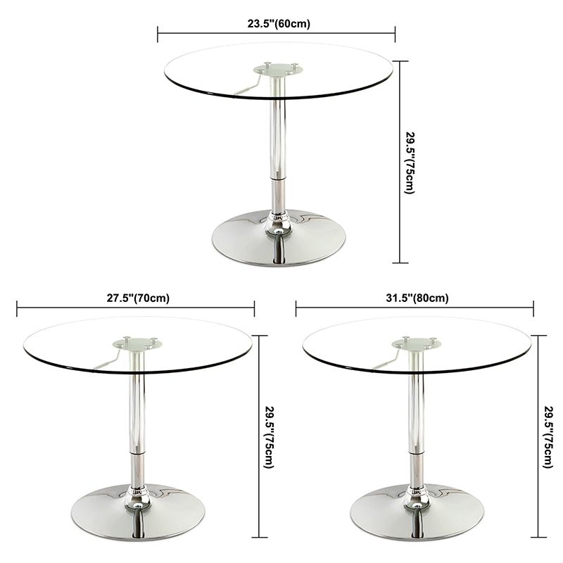 Contemporary Round Dining Table Tempered Glass Table with Stainless Steel Tulip Base