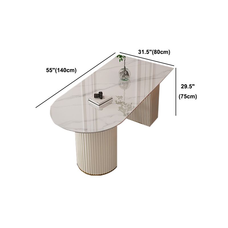 Traditional Luxury Dining Table Sintered Stone Double Pedestal Table for Home