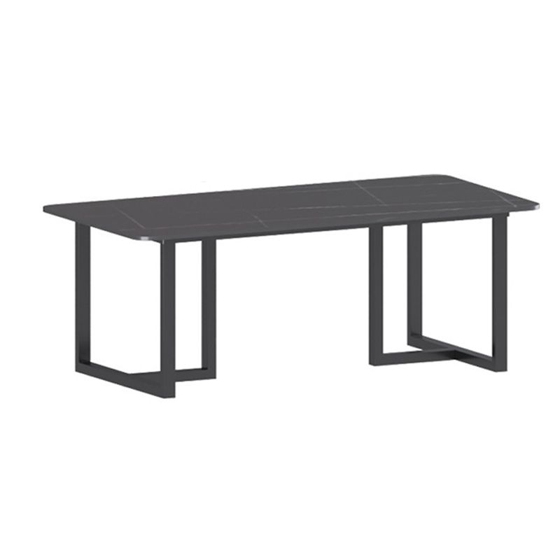 1/2/5/7 Pcs Dining Chairs Set Black Sintered Stone Dining Set with Double Pedestal Base