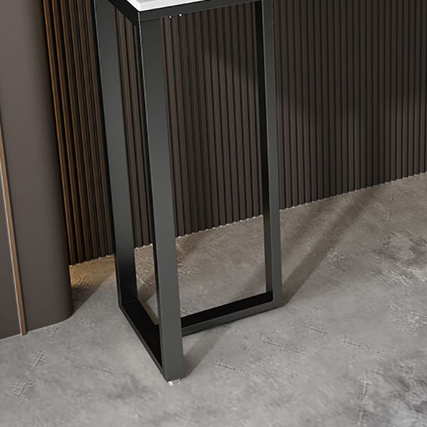 Modern Accent Table with Stone Top and Black Frame Base Console