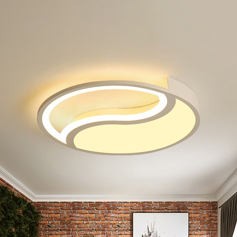 Luz de techo LED blanca acrílica de estilo simple con montaje empotrado circular en luz cálida/blanca/3 colores, 16"/19,5" de ancho