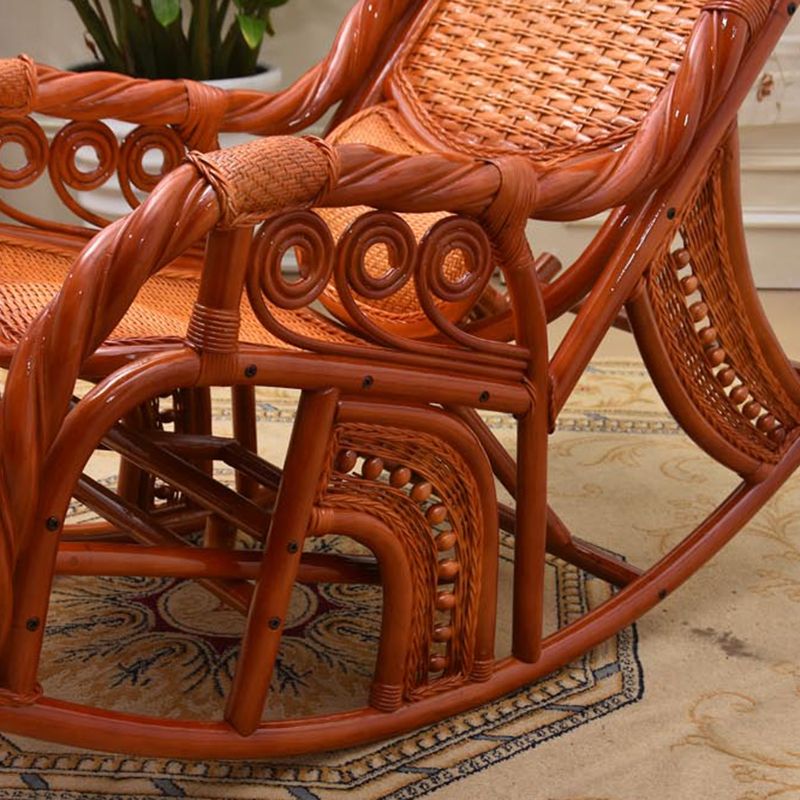 Espresso Rattan Rocking Chair Antique Reclining Rocker Chair 24.4" x 47.2" x 36.2"