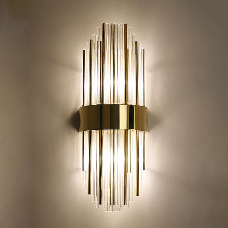 Sconce da muro scintillanti a 2 luci in moderna lampada a parete di rame in stile lusso con tonalità di cristallo