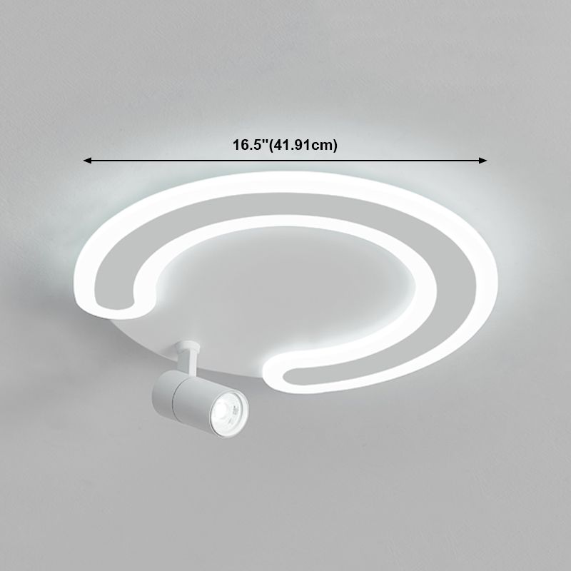 Plafonnier LED blanc avec spots, luminaire décoratif de plafond, idéal pour le salon