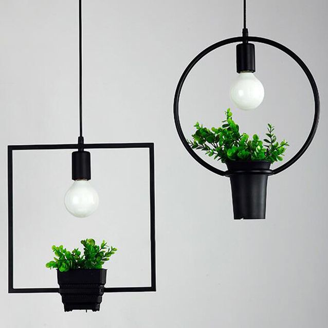 Luces de techo colgantes de planta verde industrial lámpara colgante de luz única creativa para cafetería