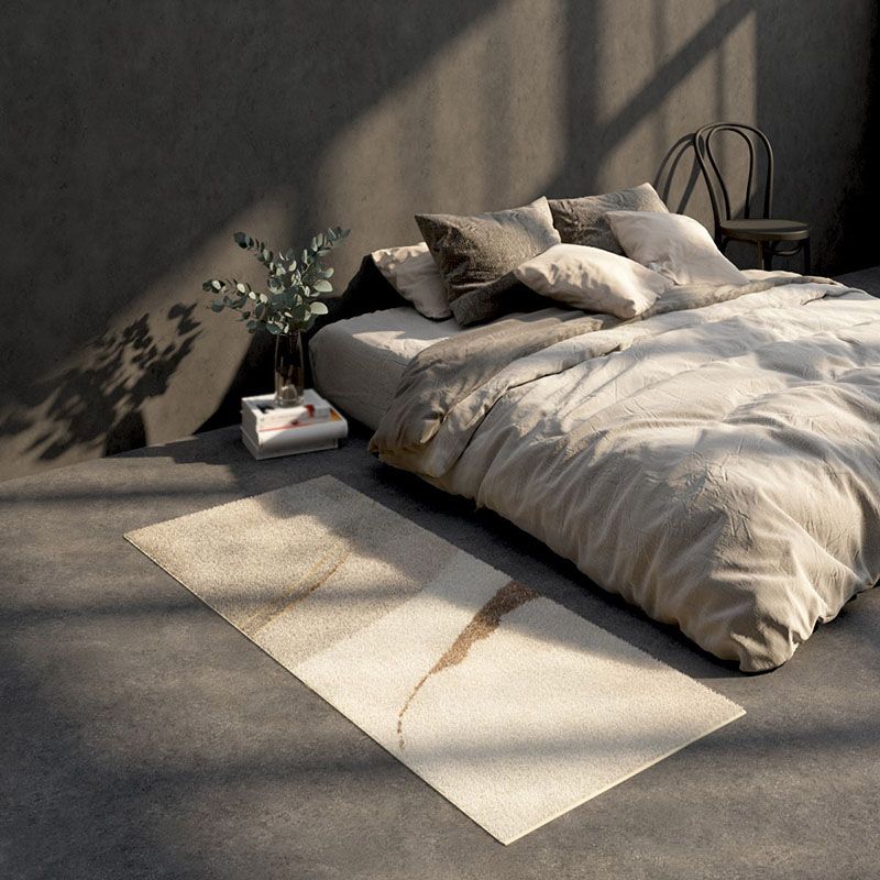 Beige Modern Carpet Polyester Color Block Carpet Washable Carpet for Living Room