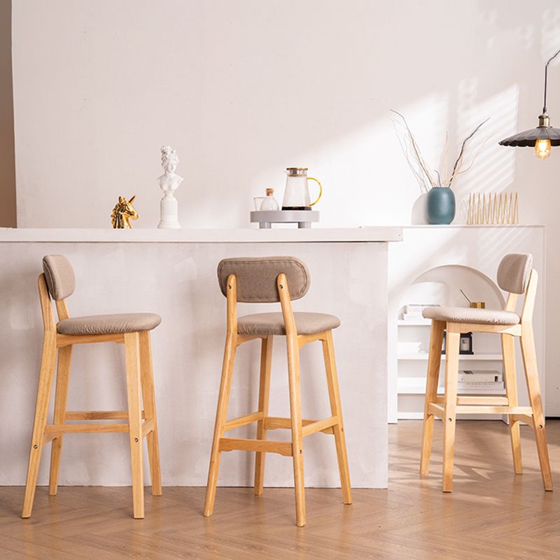 Modern Armless Backrest Counter Stool Wood Kitchen Bar Stool with Cushion and Pedal