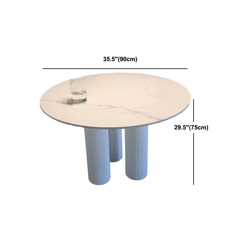 Contemporary Round Dinette Table Sintered Stone and Solid Wood Top Table