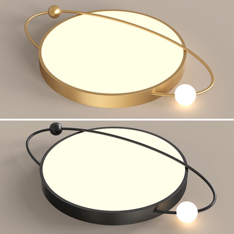 Nordic Metal Flush Mount Light Fixture Saturn Flush Mount Spotlight with White Acrylic Shade for Bedroom