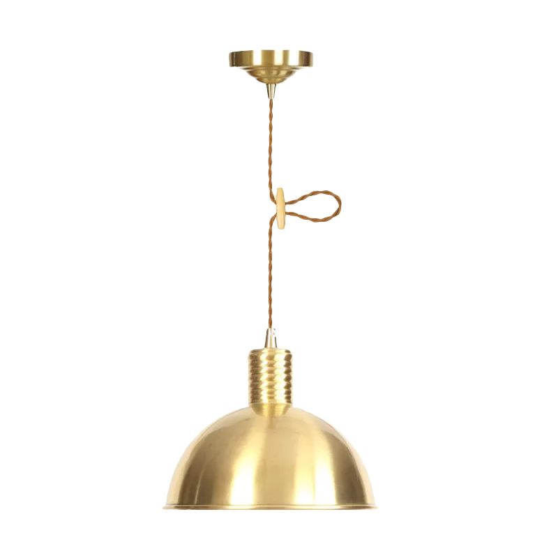 Dome Metal Drop Pendant Farmhouse 1 Light Living Room Hanging Ceiling Light in Gold