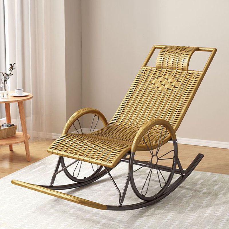 Modern Wicker Rocking Chair Brown Water Resistant Rocker for Living Room