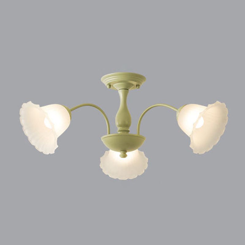 Modern Green Ceiling Lamp Glass Flush Mount Light Fixture for Bedroom