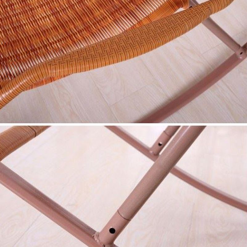 Modern Spindle Rocking Chair Metal Frame Woven Rope Rocker Chair for Home