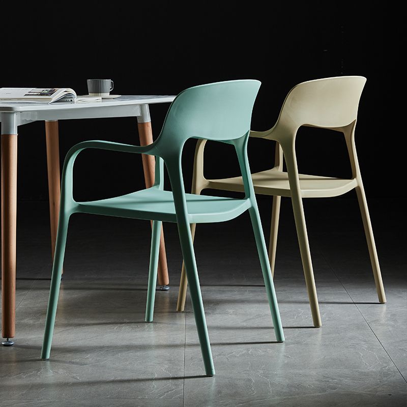 Plastic Open Back Stacking Arm Chair Contemporary Meeting Room Dining Chair