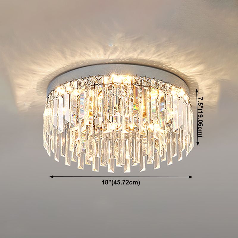 Plafonnier LED rond de luxe moderne en acier inoxydable, montage encastré pour salon