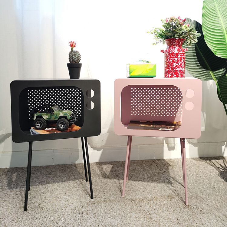 Medieval Modern Style Rectangular Metal Table Can Store 4 Legs Side Table