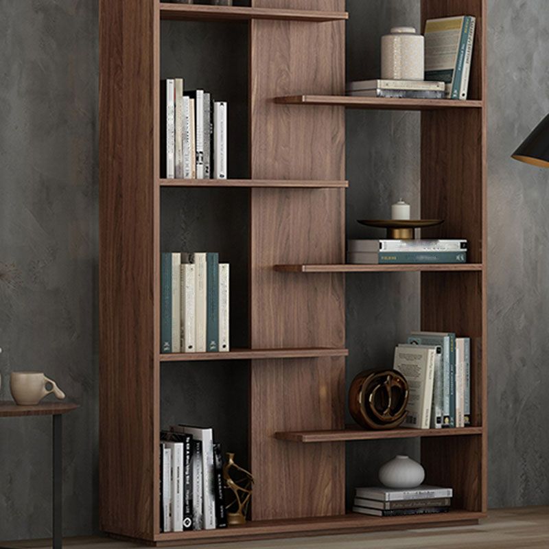Contemporary Open Back Standard Bookshelf Wood Bookcase with Shelves