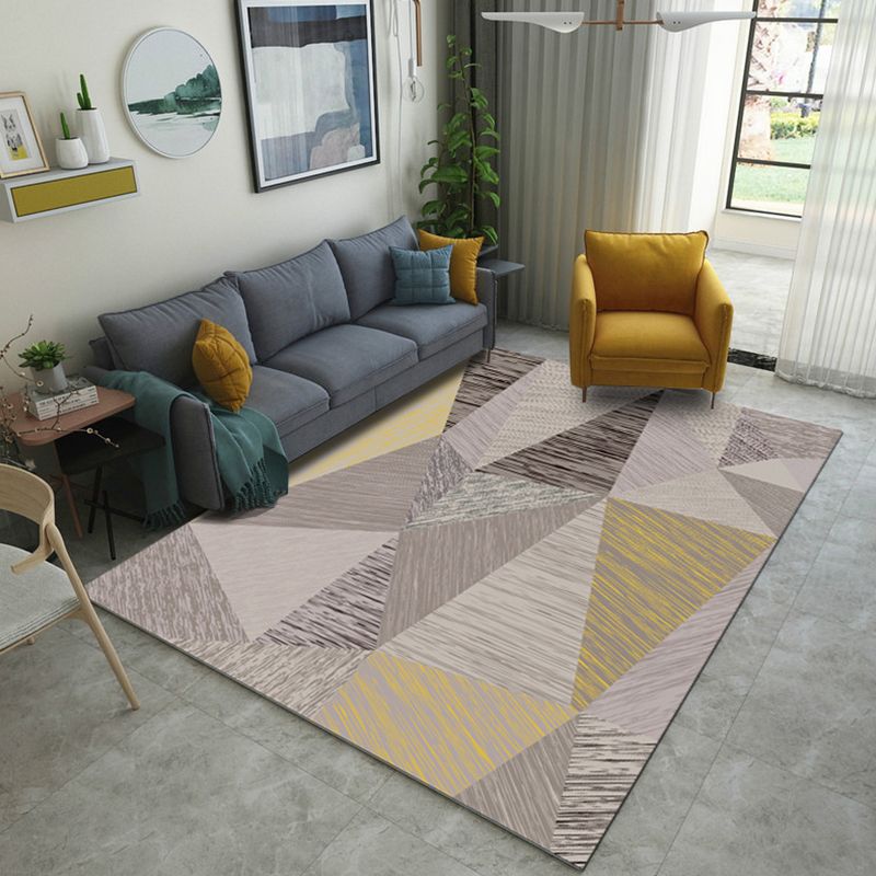 Simple Nordic Style Rug Multi Colored Geometric Print Carpet Washable Non-Slip Stain Resistant Rug for Home