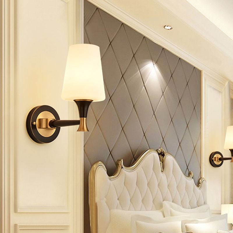 Éclairage mural de chambre conique Verre givrée rétro Grosse