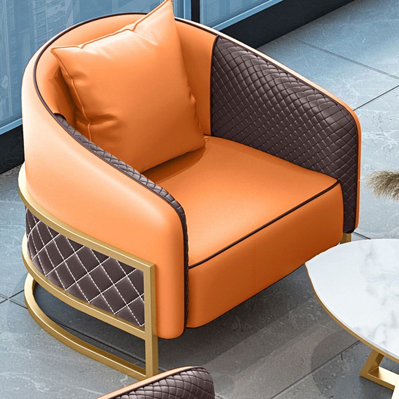 Contemporary Leather Sofa Sloped Arm Standard Sofa with Pillow