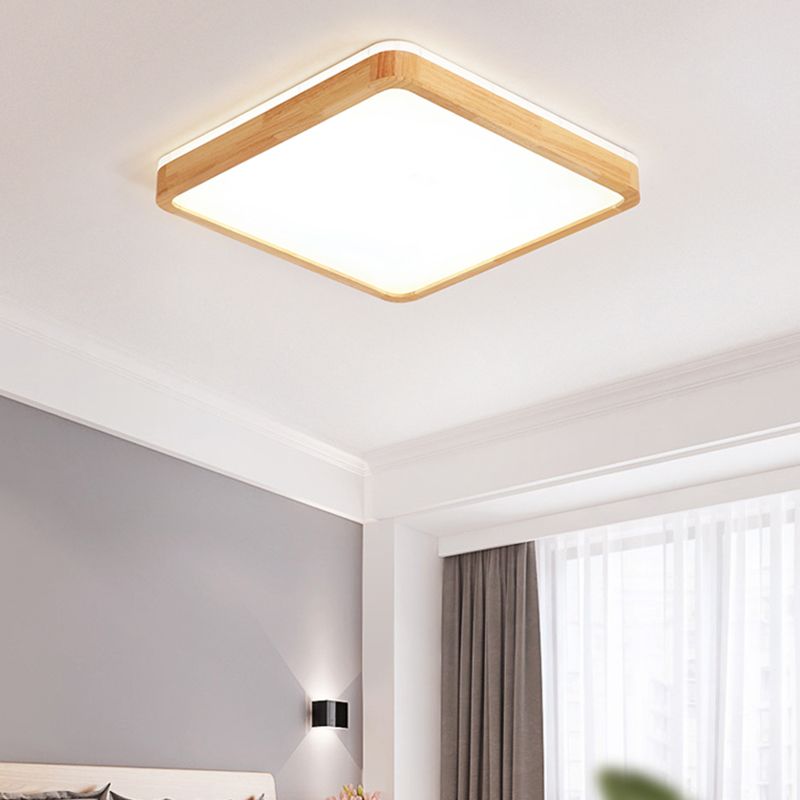 LED Flush Ceiling Light Fixtures with Acrylic Shade Wooden Flush Mount Ceiling Fixture