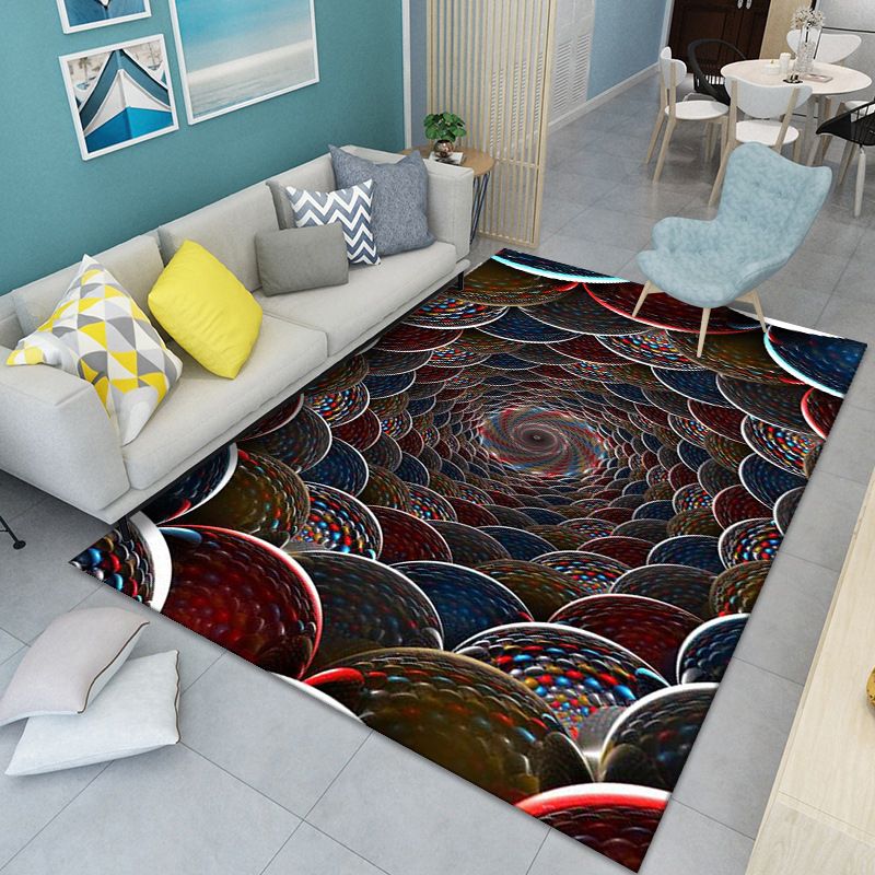 Modern Flowing Swirls Print Rug Polyester Carpet Stain Resistant Indoor Carpet for Living Room