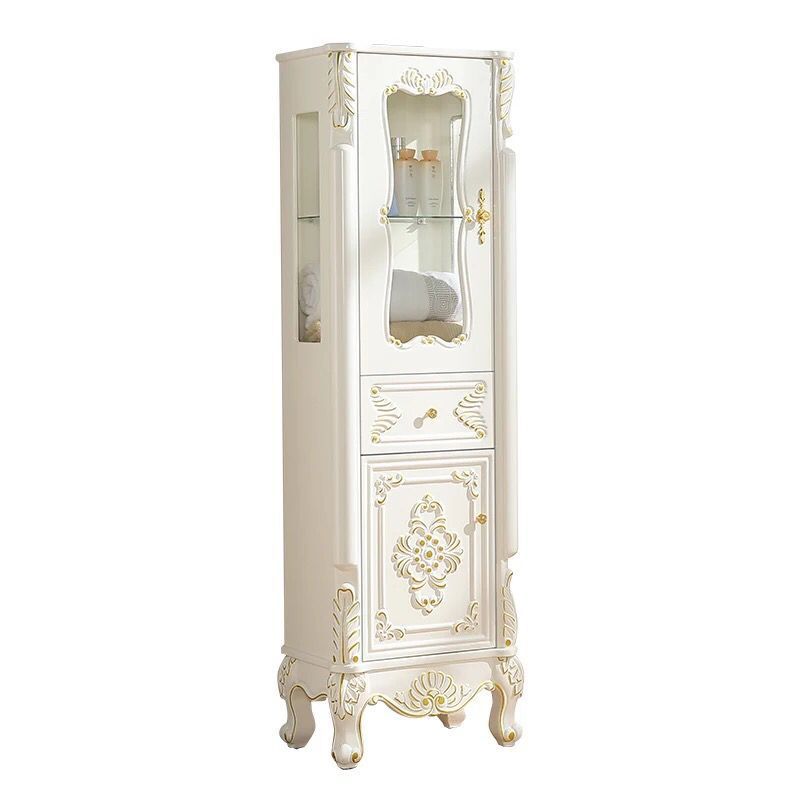 Modern Standard Accent Cabinet White Solid Wood Cabinet with Doors