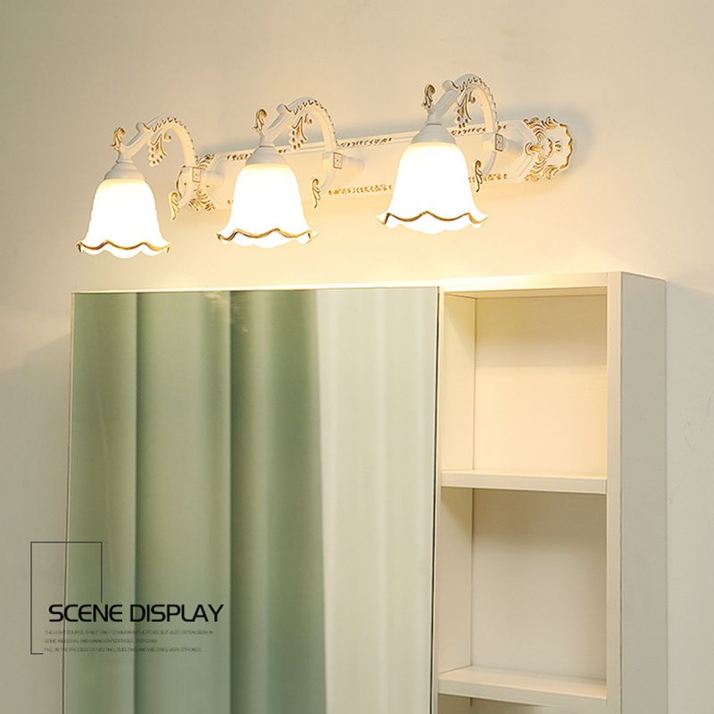Traditional Simplicity Bell Vanity Sconce Lights Milk Glass Wall Mount Light Fixture for Bathroom