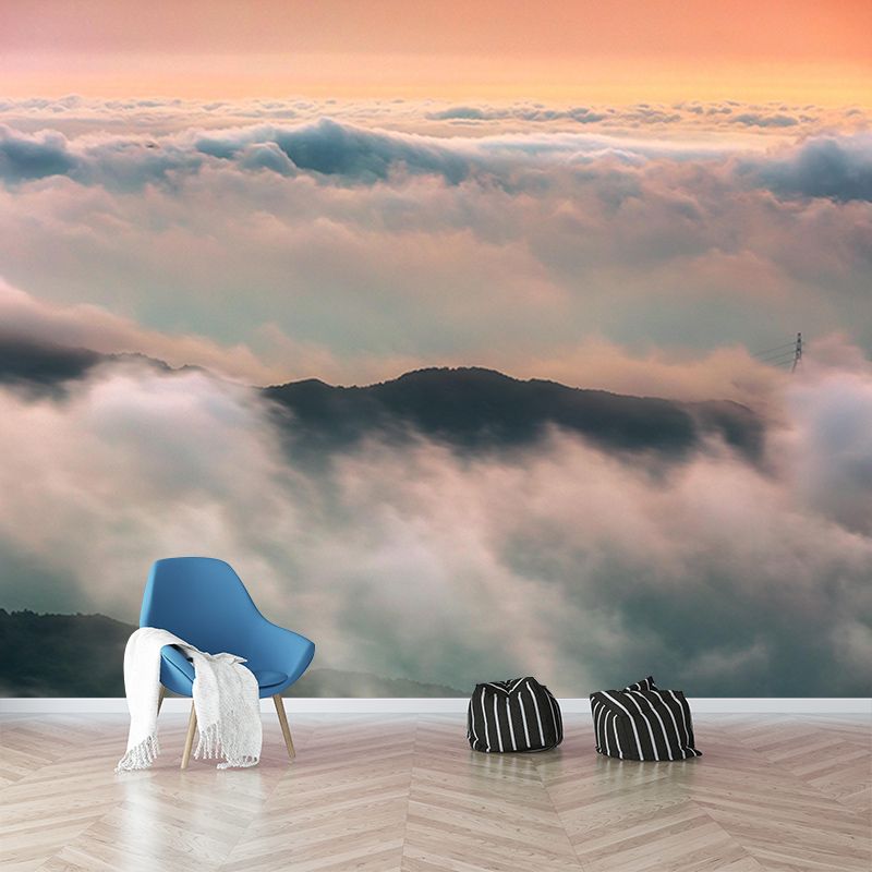 Cloud Landscapes Photography Mural Moisture Resistant Wall Covering for Living Room