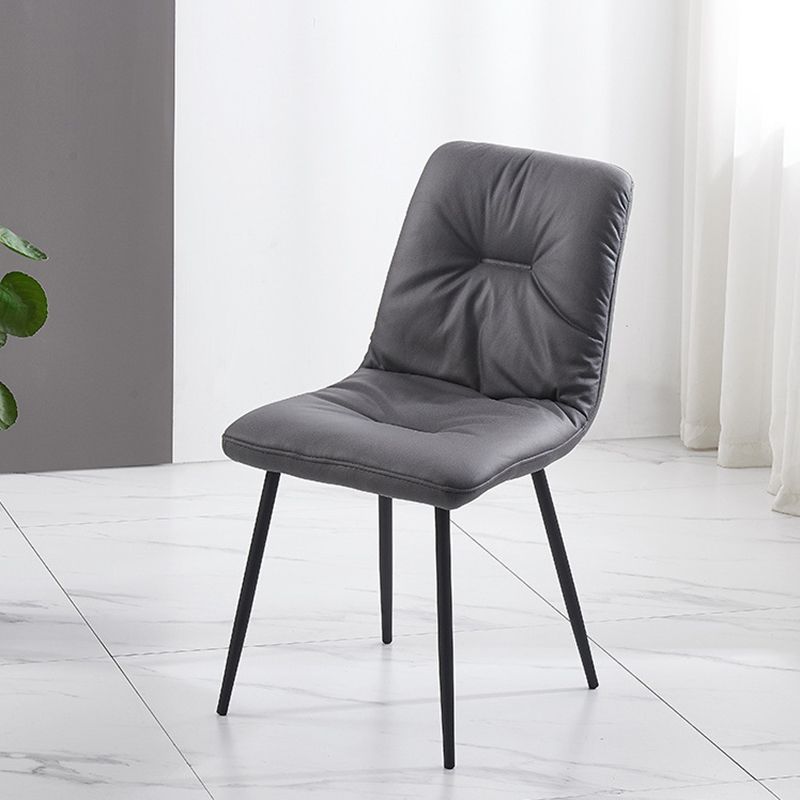 Contemporary Faux Leather Armless Dining Chairs Metal Dining Chair for Home Use