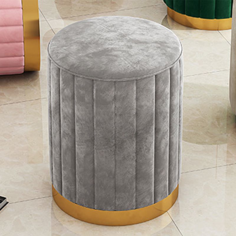 Velvet Ottoman Whole Colored Cylinder Shape Contemporary Scratch Resistant Pouf