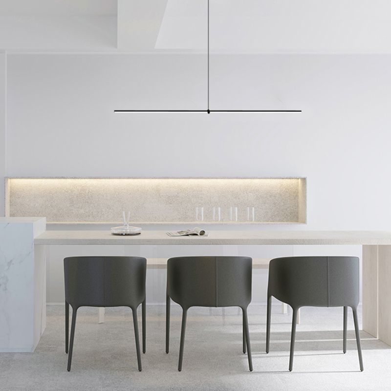 Modern Linear LED Island Light 1-Head Restaurant Pendant Lamp with Acrylic Shade