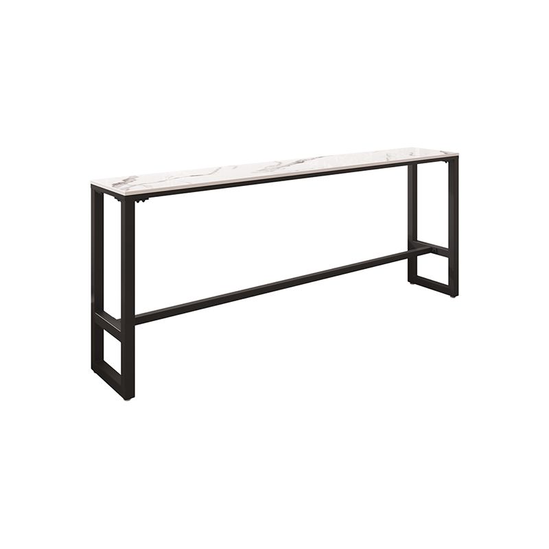 Modern Sintered Stone Bistro Bar Table Rectangle Metal Base Bar Table with Footrest