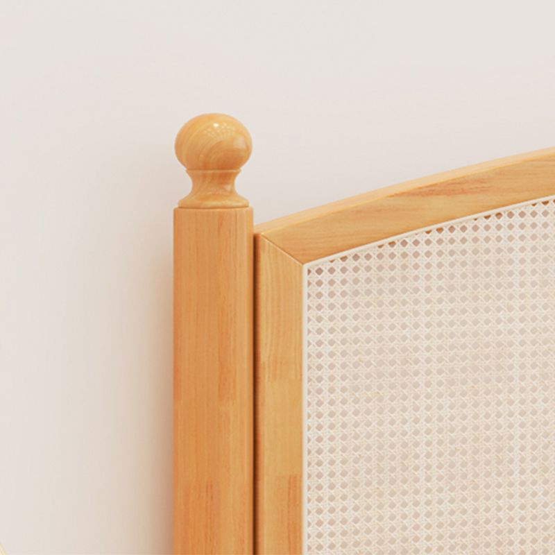 Tropical Wood Panel Standard Bed, Arched Wicker & Rattan Headboard Bed