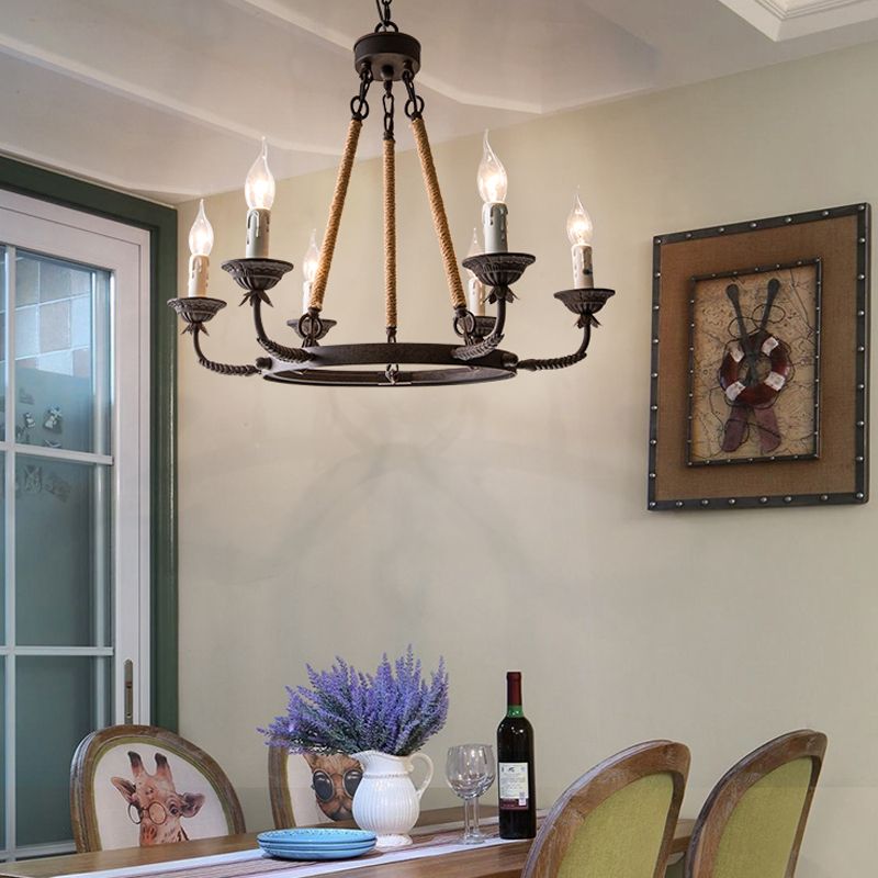 6/8/12 LUMIÈRES WAGLE ROUTE LECHELER LIGNAGE Classic Rust Metal Pendant Lightture pour salle à manger