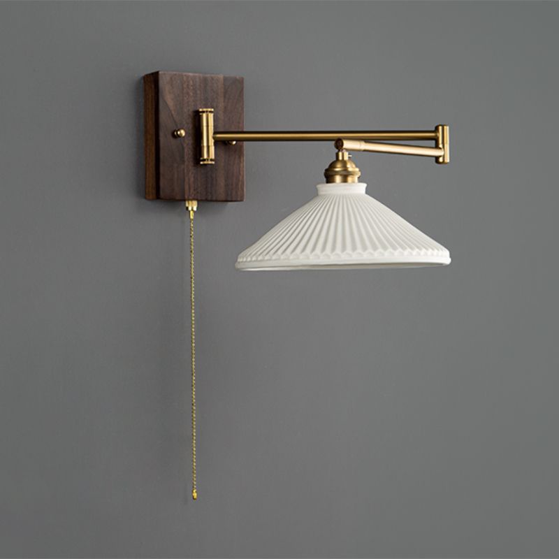 Metal Modern Wall Sconce Geometric Shape Wall Light with Ceramic Shade for Living Room