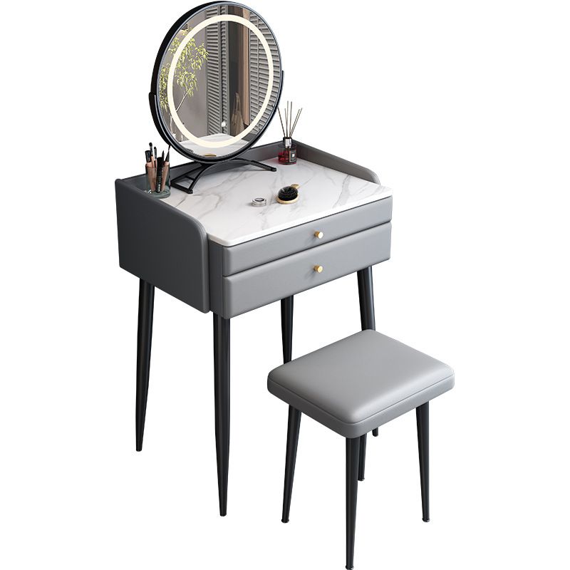 2 Drawer & Jewelry Makeup Vanity Desk Modern Straight Feet Dresser